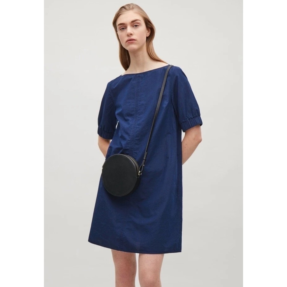 COS Women's Blue Cotton Casual Mini Dress Short Sleeve Minimalist US 4